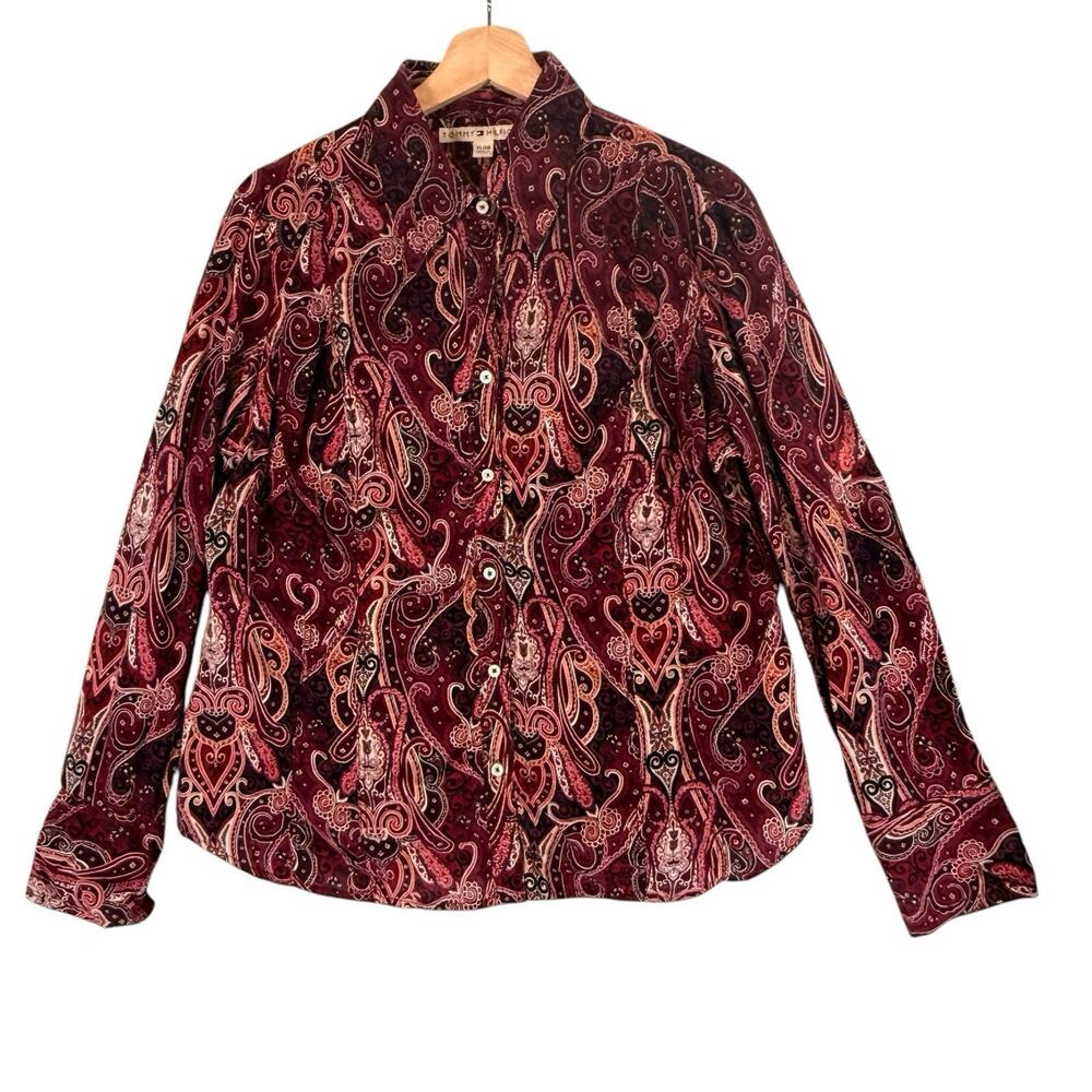 VTG Y2k Tommy Hilfiger Paisley Button Blouse 2005 SIZE XL Womens Western Rodeo